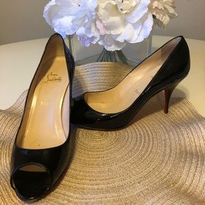 Christian Louboutin Black Patent Leather Peep